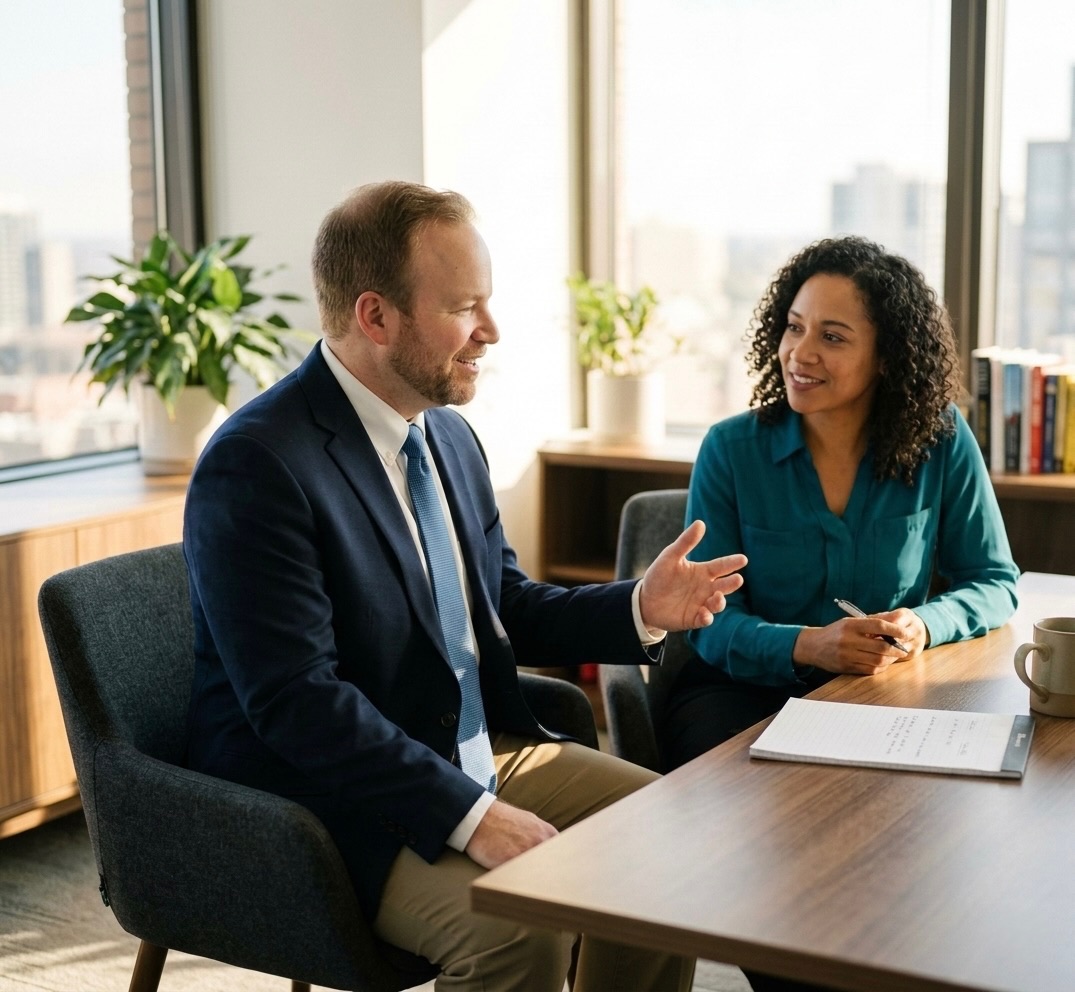 Sam Linton in a one-on-one executive coaching session